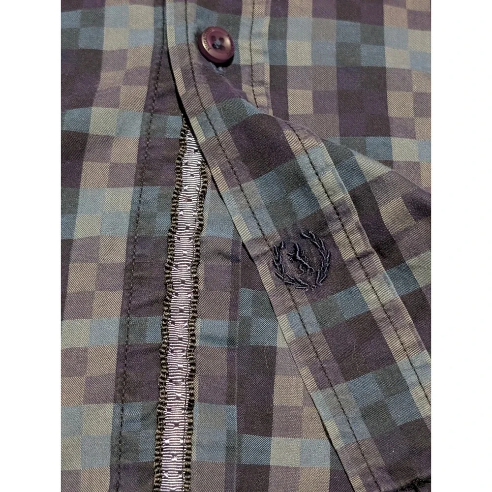 Bugatchi Button Down‎ Shirt Mens XL Blue Purple Check Uomo Cotton Long Sleeve